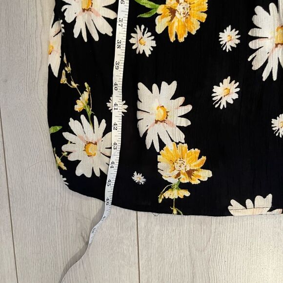 Patrons of Peace black midi wrap sundress daisy floral ruffles - Picture 15 of 15